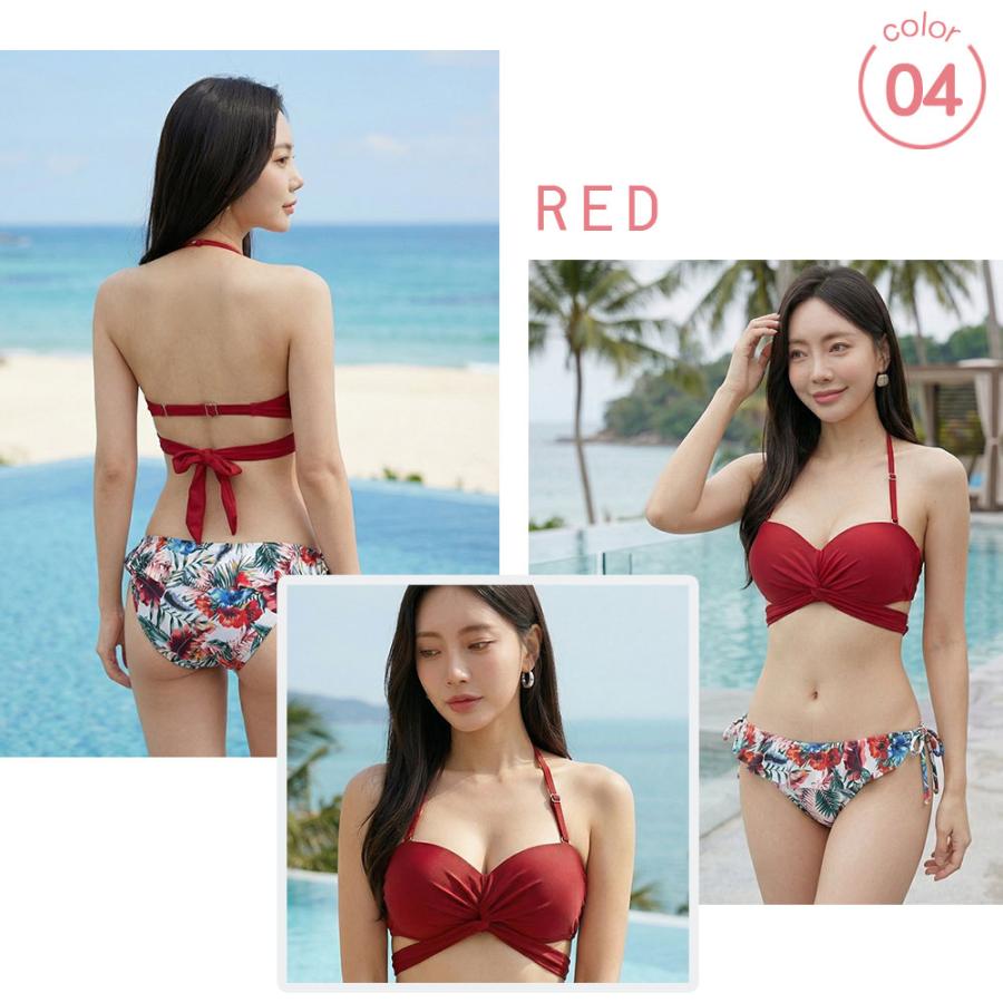 レディース 水着 ビキニ 2点セット セパレート 花柄 クロスビキニ