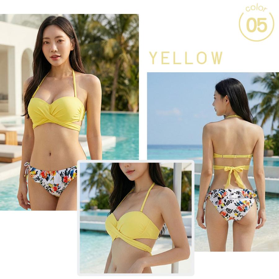 レディース 水着 ビキニ 2点セット セパレート 花柄 クロスビキニ