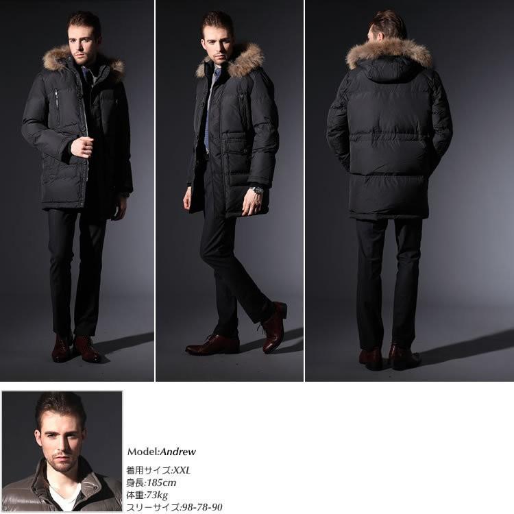 即納可、メンズダウンコート高級ダウン80％使用フード付き、リアル
