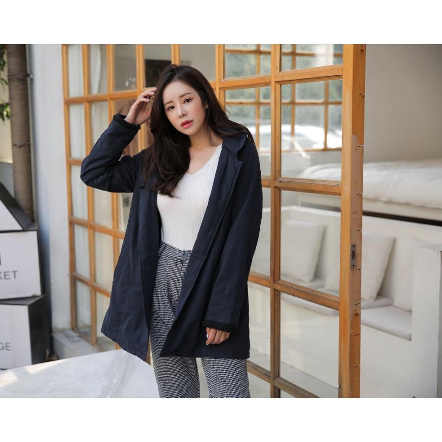 在庫処分】レディース モッズコート ビックネック 裏地 もこもこ