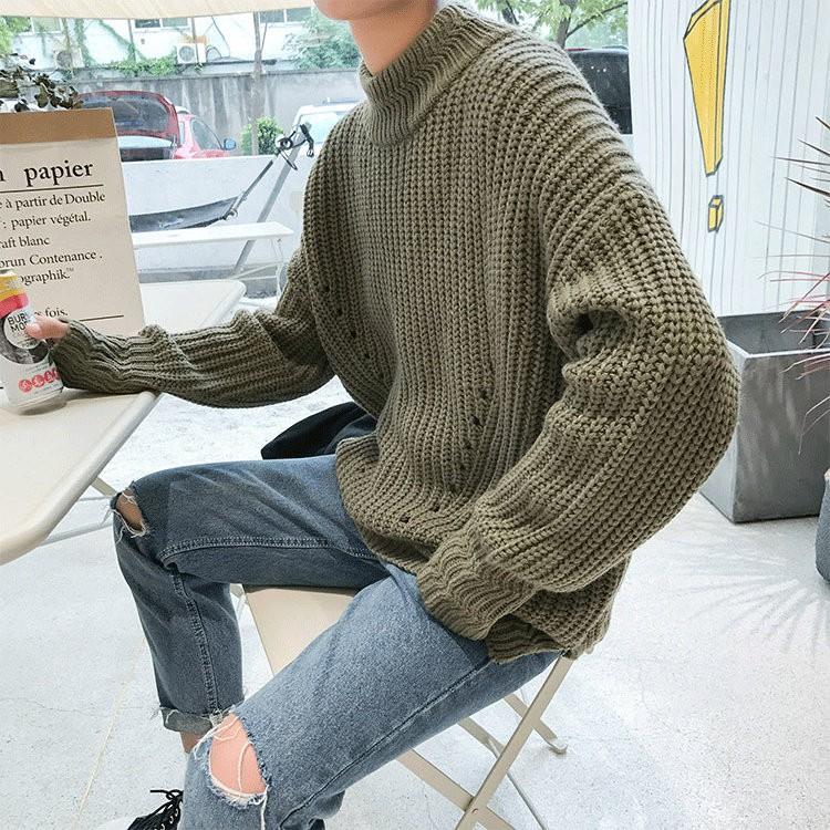 ニット メンズ セーター 長袖 モックネック レディース 無地 ざっくり 秋 秋物 秋服 冬 冬服 カーキ ブラック ホワイト Hm7110 Hoyuki 通販 Yahoo ショッピング