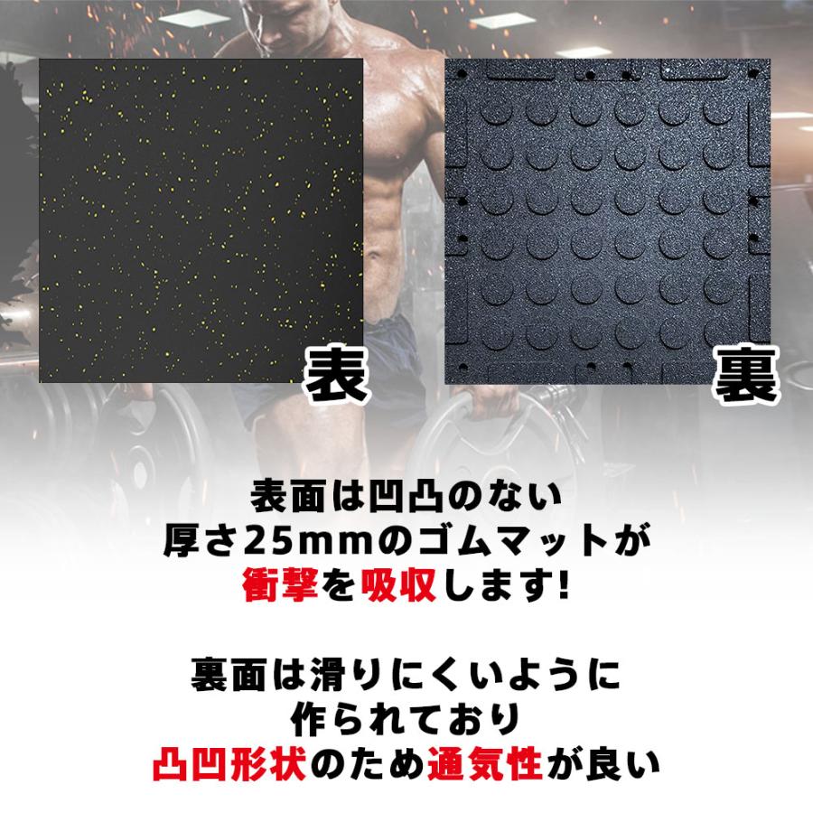 CHR★ジム マット6枚 50cm×50cm×25mm ラバートレーニング ジムマット 1枚セット 50×50 厚み25mm ゴムマット 筋トレ 衝撃吸収