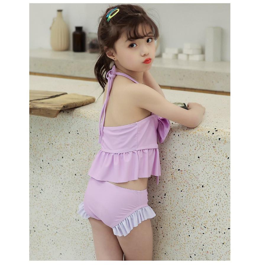 キッズ 水着 女の子 セパレート ビスチェ ホルダーネック フリル