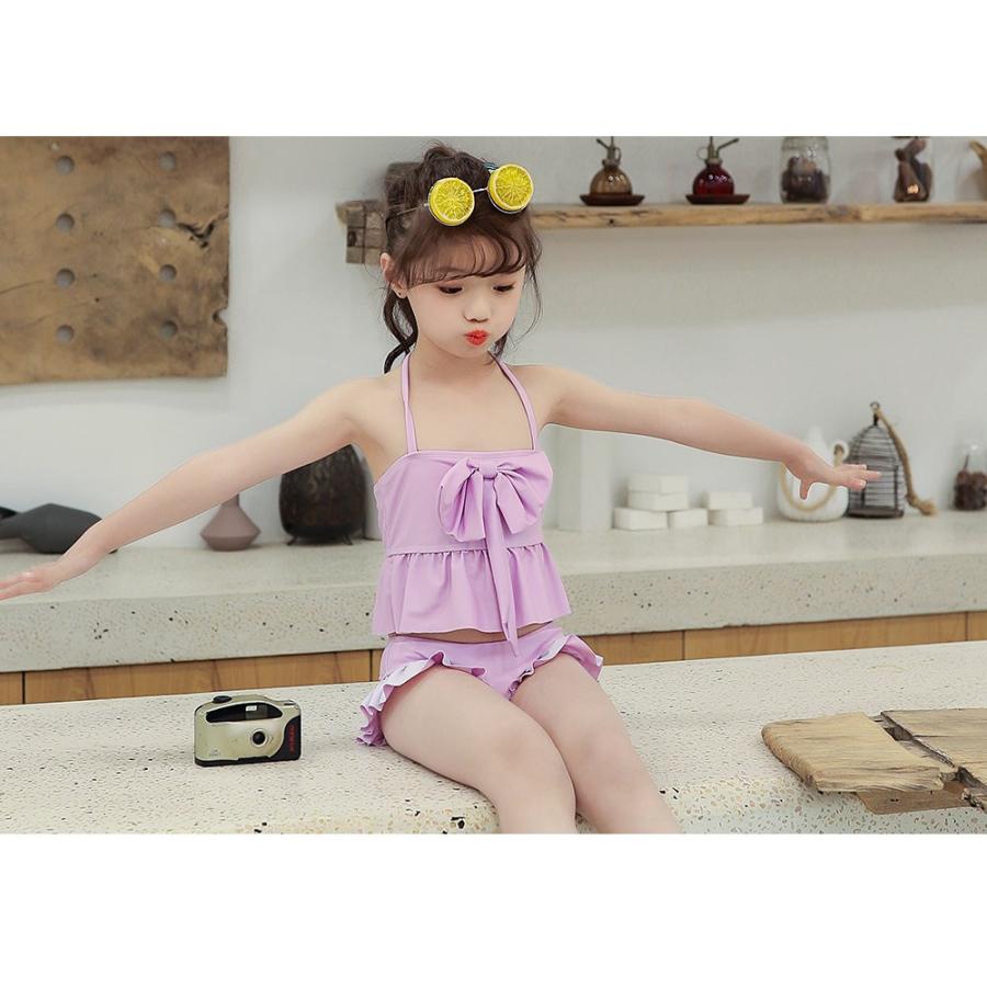 キッズ 水着 女の子 セパレート ビスチェ ホルダーネック フリル リボン 女子 幼児 セット水着 夏 プール 可愛い パープル 90 100 110 1 Xc1907k Hoyuki 通販 Yahoo ショッピング