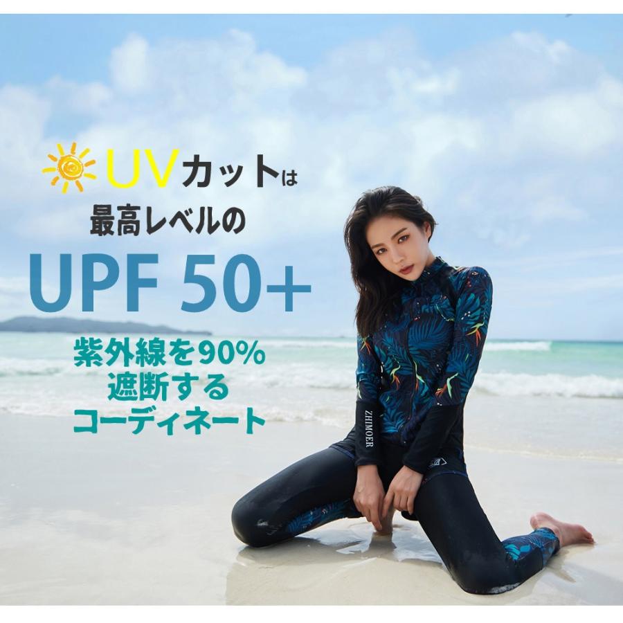 フィットネス水着 水着 ペア カップル ウェットスーツ リーフ柄 体型