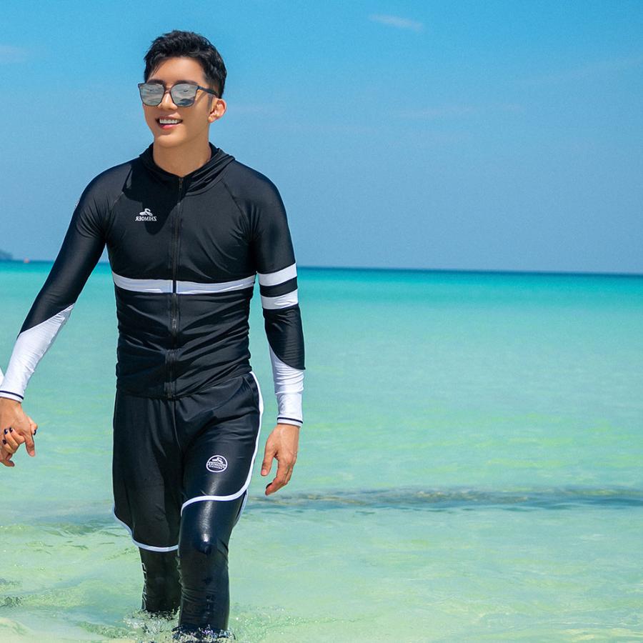 新作登場！ フィットネス水着 メンズ ラッシュガード 上下セット 長袖