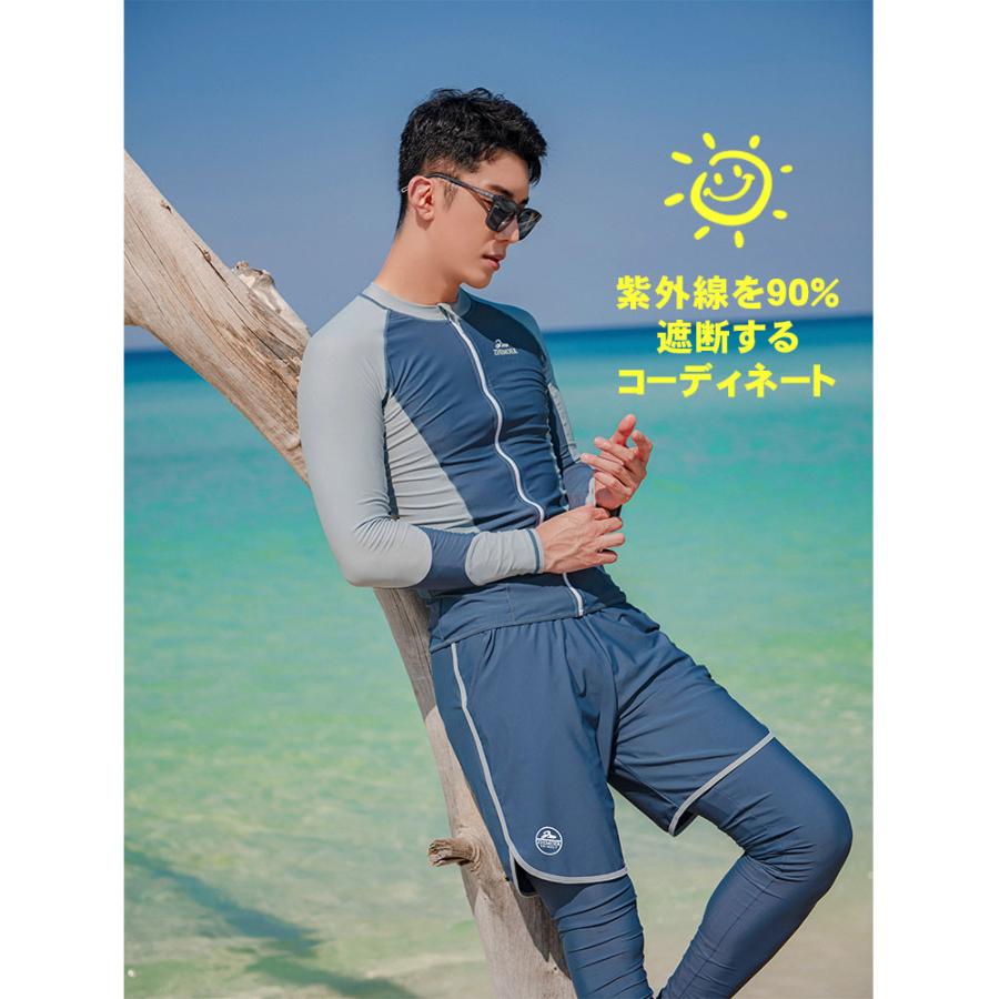 新作登場！ フィットネス水着 メンズ ラッシュガード 上下セット 長袖