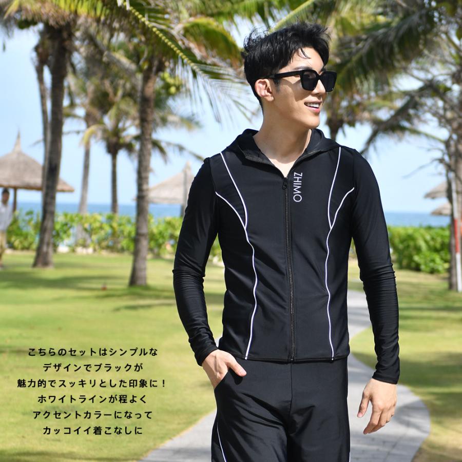 フィットネス水着 メンズ ラッシュガード 上下セット 長袖 サーフ