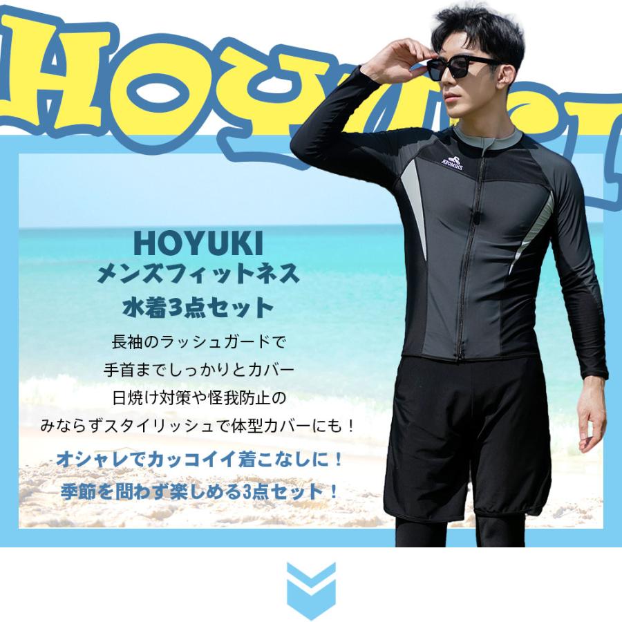 フィットネス水着 メンズ ラッシュガード 上下セット 長袖 サーフ