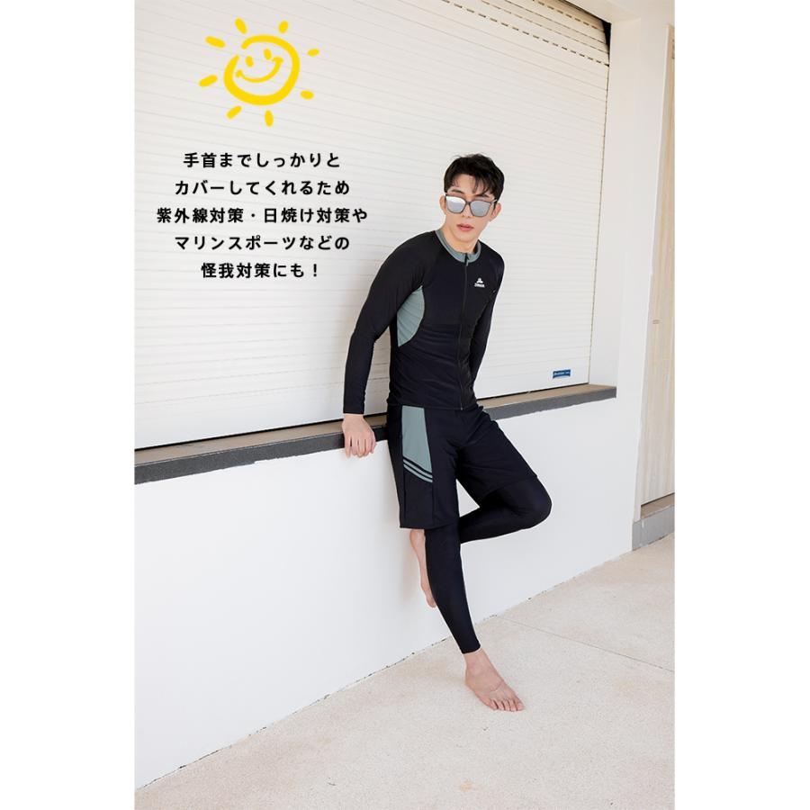 フィットネス水着 メンズ ラッシュガード 上下セット 長袖 サーフ