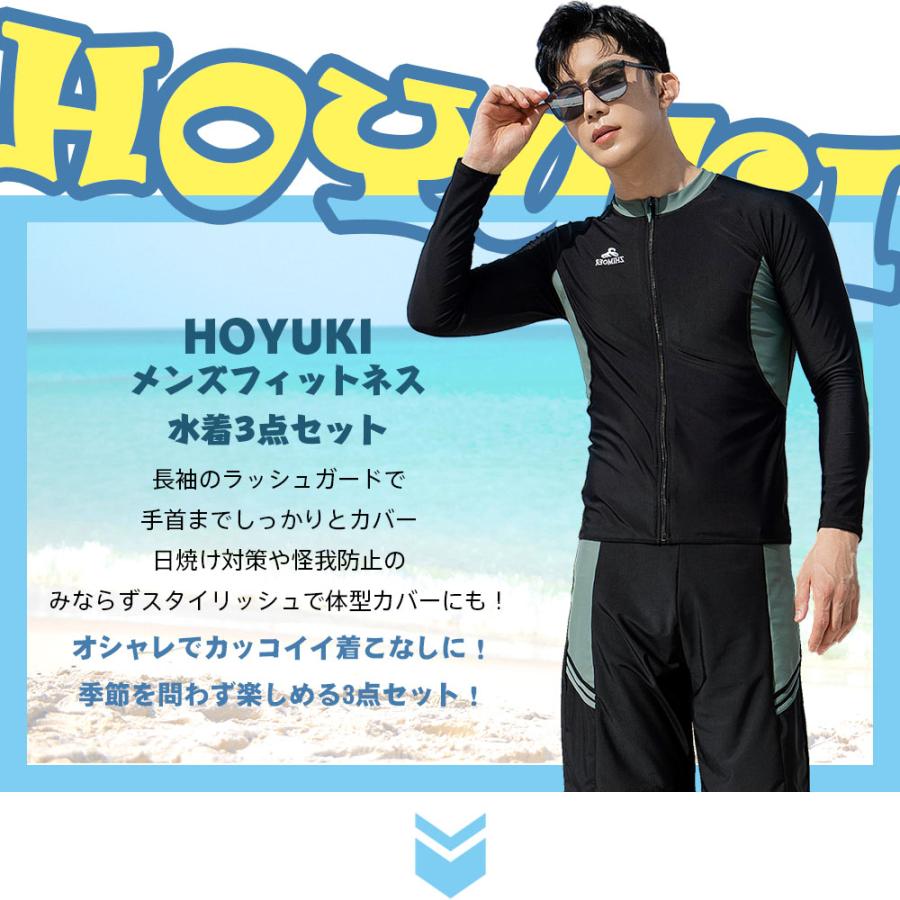 フィットネス水着 メンズ ラッシュガード 上下セット 長袖 サーフ