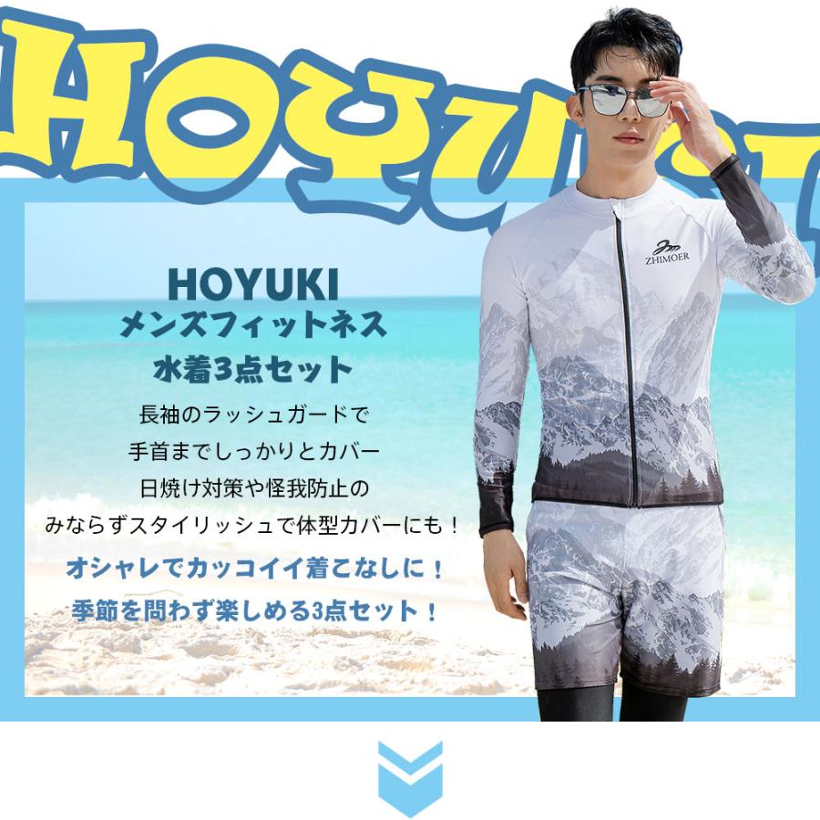 フィットネス水着 メンズ ラッシュガード 上下セット 長袖 サーフ