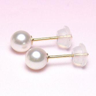 真珠 パール ピアス アコヤ真珠 K18 18金 イエローゴールド メール便で