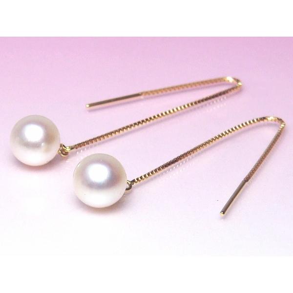 【7.0-7.5mm】あこや本真珠スイングピアス K18YG 7.0-7.5mm】あこや本真珠スイングピアス K18YG