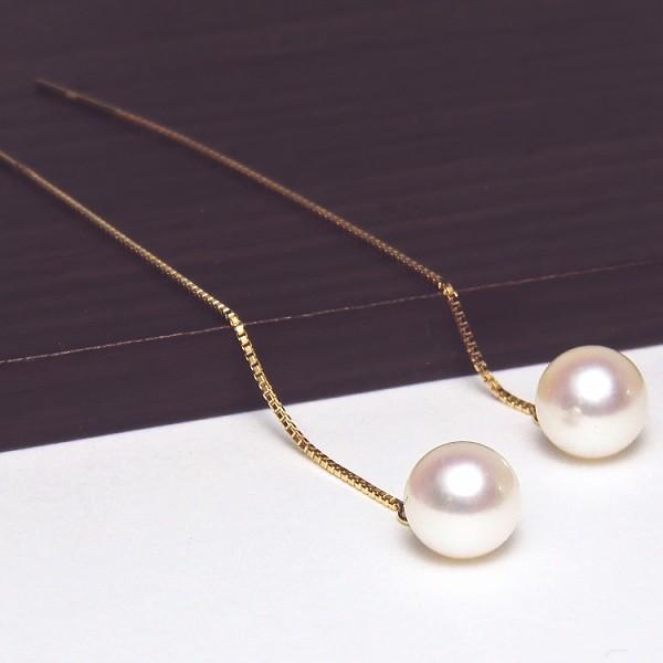 K18WG アコヤ真珠 アメリカンピアス7.0~7.5mm