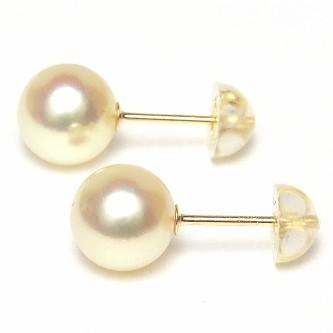 アコヤ真珠 K18イエローゴールド ピアス シャンパンゴールドカラー 6.5