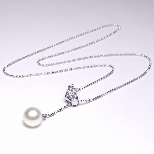 アコヤ真珠 クリップ Y字 ペンダント ネックレス ラリエット ハート  