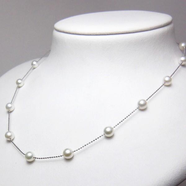 K18WG スライド式アジャスター付き アコヤ真珠ベビーパール ネックレス K18YG Y字型スライドパールネックレス アコヤ本真珠 7mm K18YG