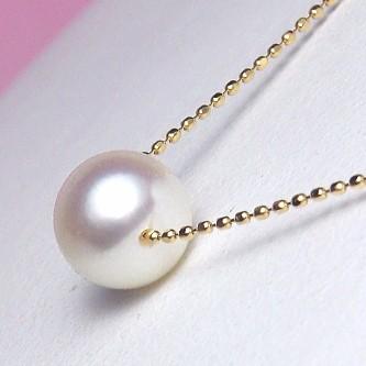 花珠 アコヤ真珠 スルーネックレス K18 （8mm／花珠鑑別書付き／長さ