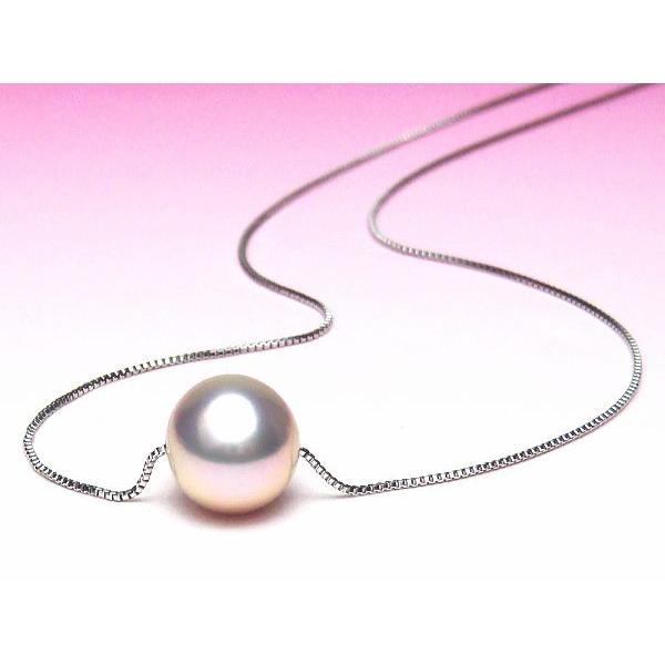 K18淡水真珠スルーネックレス（シルバーピンクカラー/7.5ミリ/WG