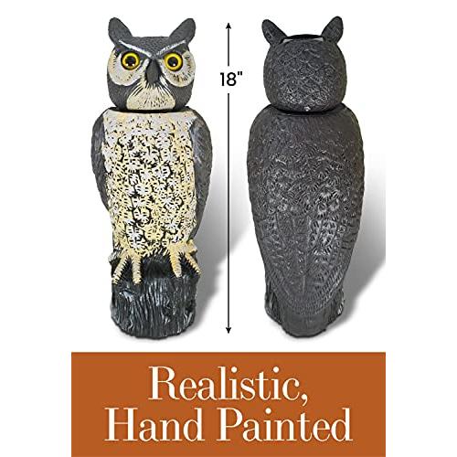 カラスなどの被害に最適！ソーラーで首振るカラスの天敵フクロウの置物 並行輸入 