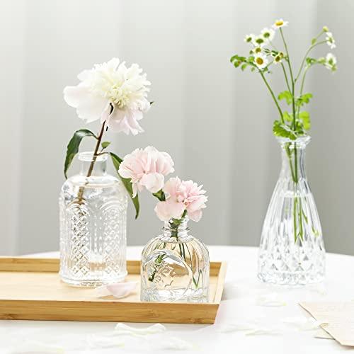 買付期間 CUCUMI ガラス製つぼみ花瓶 12個セット センターピース用の小さな花瓶 花瓶 クリアヴィンテージ芽花瓶 バルク品 素朴なウェディン 並行輸入