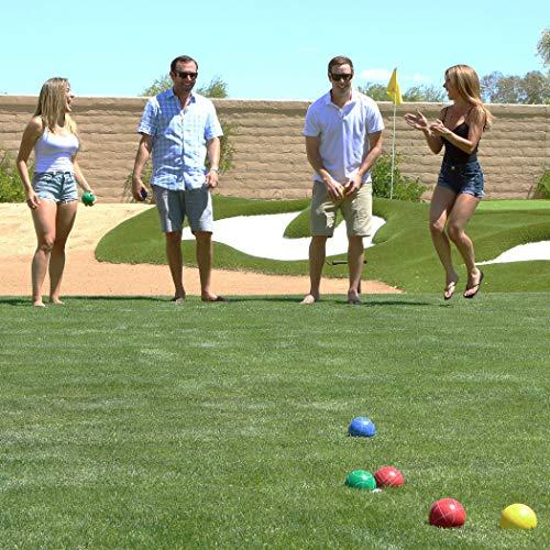 GoSports ゴースポーツ 90mm 裏庭 ボッチーセット ボール8個 パリーノ ケース 計測ロープ付き 硬い樹脂またはソフトなゴム 並行輸入 サークルカット1個 スクエアカット1個 90mm レッド2個 グリーン2個 ブルー2個 イエロー2個
