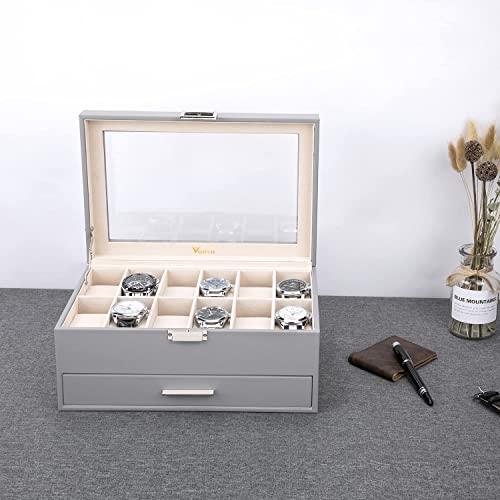 Voova ジュエリーボックス 腕時計ボックス オーガナイザー メンズ レディース 2層 ラージ 12スロット PUレザー 腕時計収納ケ 並行輸入 ジュエリー