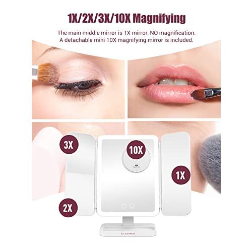 中古品 EASEHOLD メイクアップミラー バニティー 66 LED ライト 充電式 3色 照明モード 2x/3x/10x 拡大鏡 180 9 並行輸入 【2402179212】(12281円)