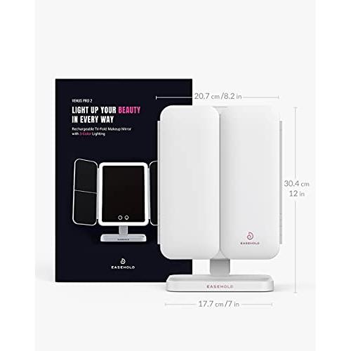 中古品 EASEHOLD メイクアップミラー バニティー 66 LED ライト 充電式 3色 照明モード 2x/3x/10x 拡大鏡 180 9 並行輸入 【2402179212】(12281円)