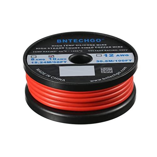 【2022年製 BNTECHGO 10ゲージのシリコーンワイヤー 10AWG シリコーン細線 超柔軟性 フレキシブル シリコーンケーブル線 長持ち レッ 並行輸入