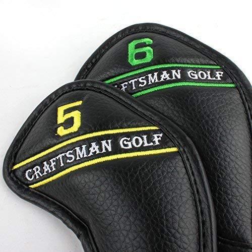 超值特卖 Craftsman Golf 12pcs Black Synthetic Leather Golf Iron Head Covers S 並行輸入