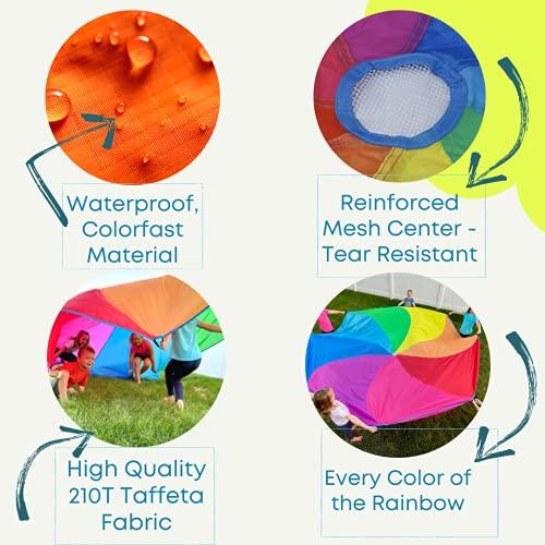 Little Dynamo レインボープレイパラシュート キッズ用 12フィート 8色 丈夫なハンドルとキャリーケース 屋内外のパーティ 並行輸入 Little