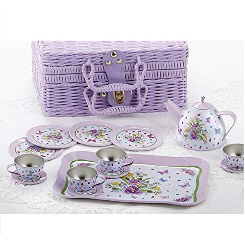 Delton Children's Tin Tea Set in Basket 15 Pcs Pansy 並行輸入 hpeb695d6ba1