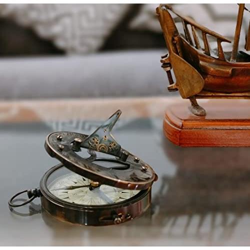 ヴィンテージ 航海 日時計 コンパス ラウンド 真鍮仕上げ 日時計