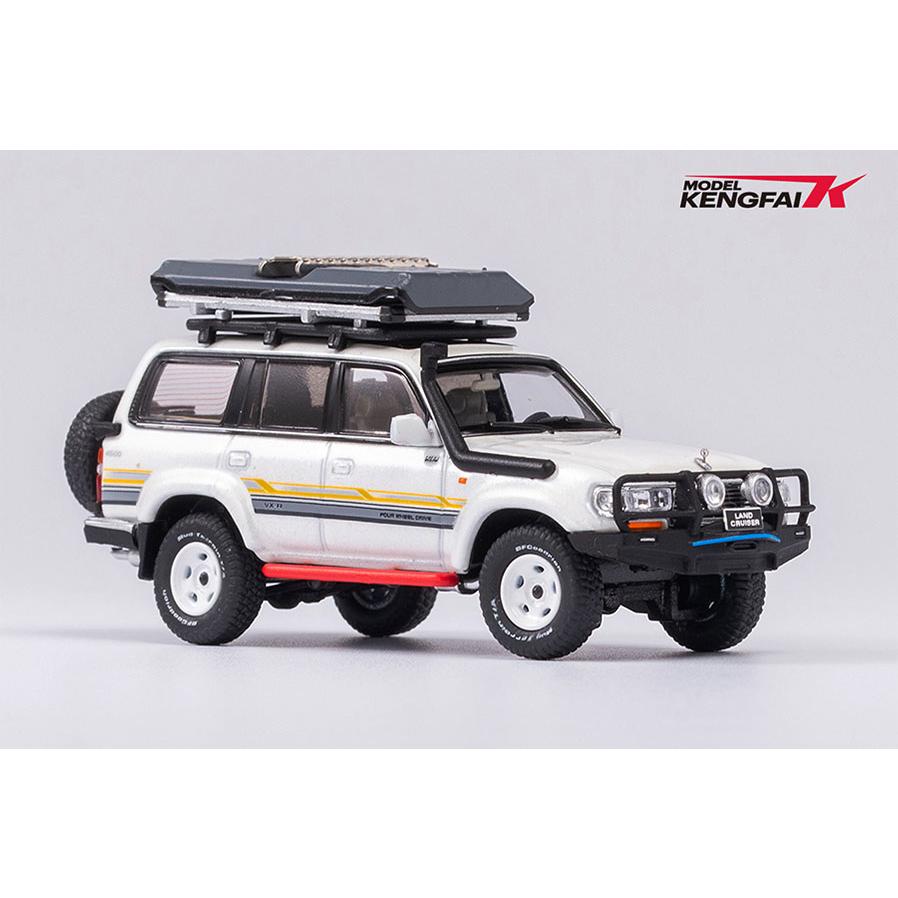 ミニカー KENGFAI 1/64 Land Cruiser Pearl White roof rack トヨタ