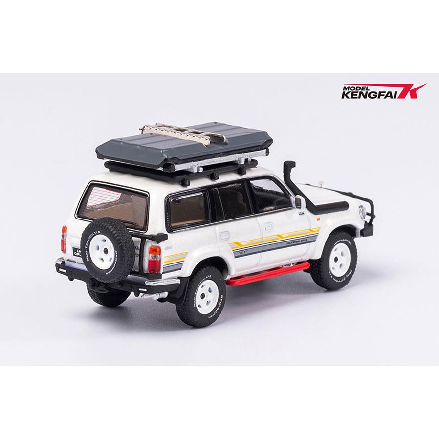 ミニカー KENGFAI 1/64 Land Cruiser Pearl White roof rack トヨタ