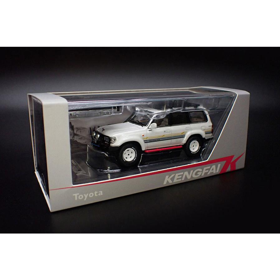 ミニカー KENGFAI 1/64 Land Cruiser Pearl White roof rack トヨタ