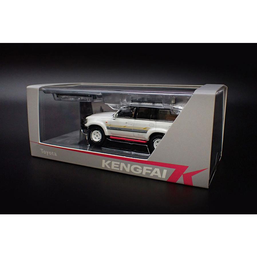 ミニカー KENGFAI 1/64 Land Cruiser Pearl White roof rack トヨタ
