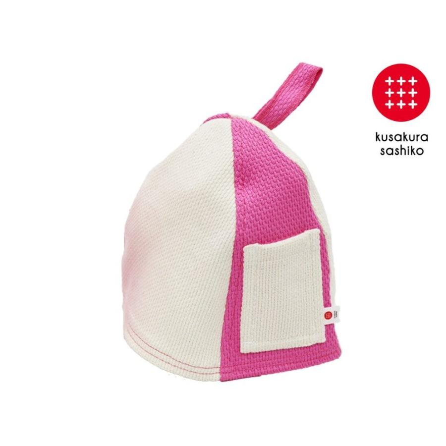 サウナハット 刺子 ピンク×生成 レギュラー 男女対応 メンズ