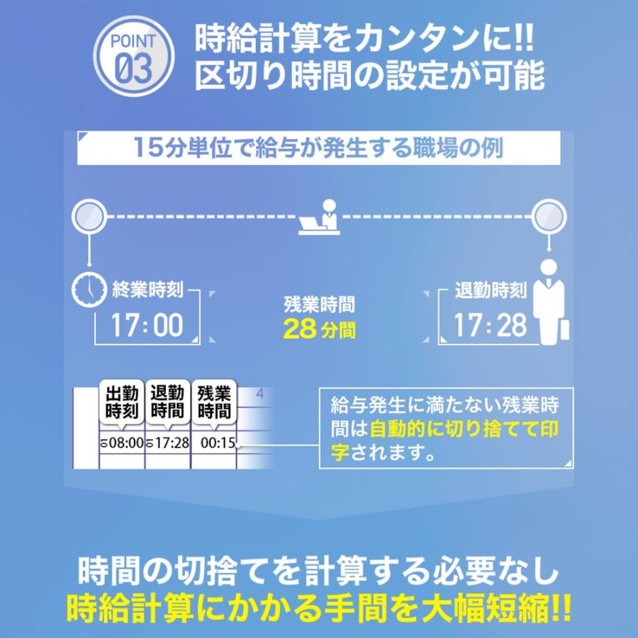 タイムレコーダー 集計機能 で勤務時間を自動計算 VT-2000 レコーダー 本体 安い タイムカード 200枚・インクリボン付き｜hrkfactory｜09