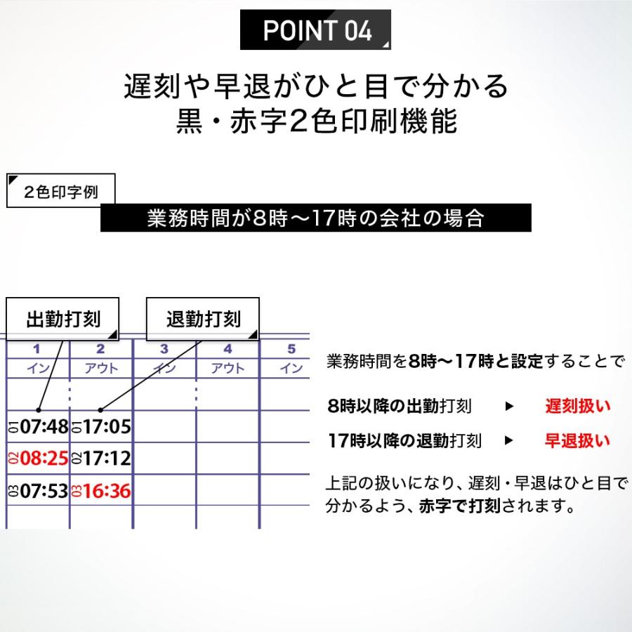 タイムレコーダー コスト重視のシンプル機能 VT-1000 レコーダー 本体 安い タイムカード 200枚・交換用インクリボン付き｜hrkfactory｜10