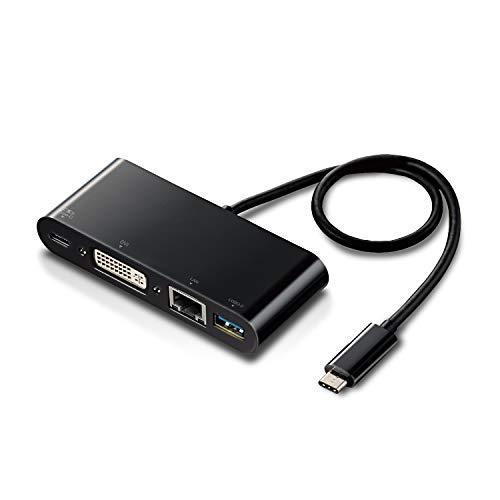 エレコム Type-C ドッキングステーション Cハブ PD対応 [充電用Type-C1ポート/USB(3.0)1ポート/DVI1ポート/LANポート