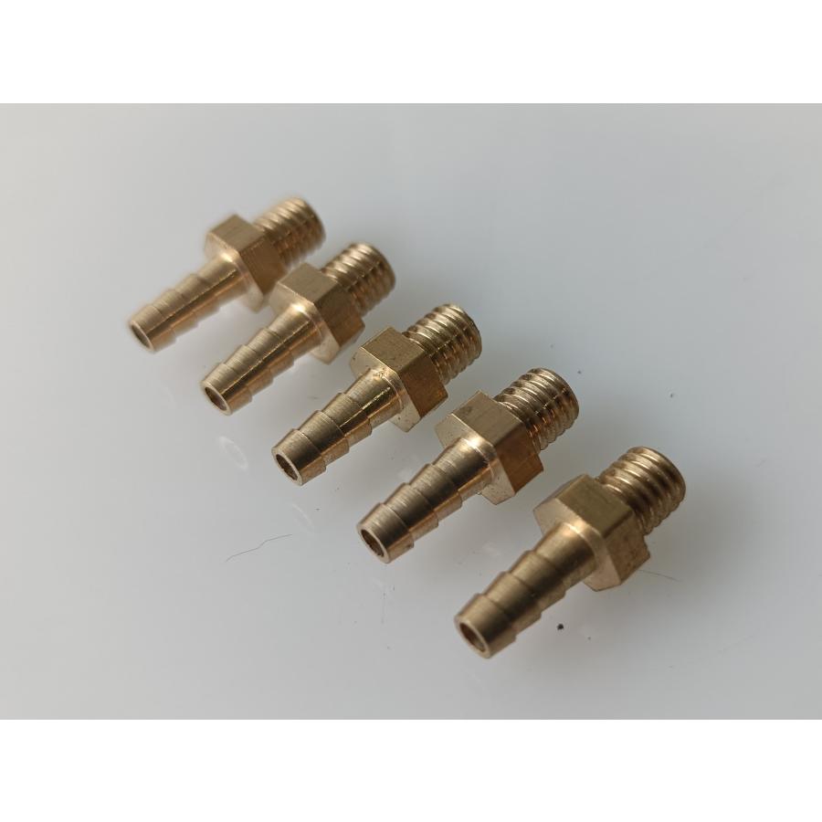真鍮 ニップル 長さ: M6x1.0 to 4mm 5個 水冷却 燃料 ノズル タケノコ