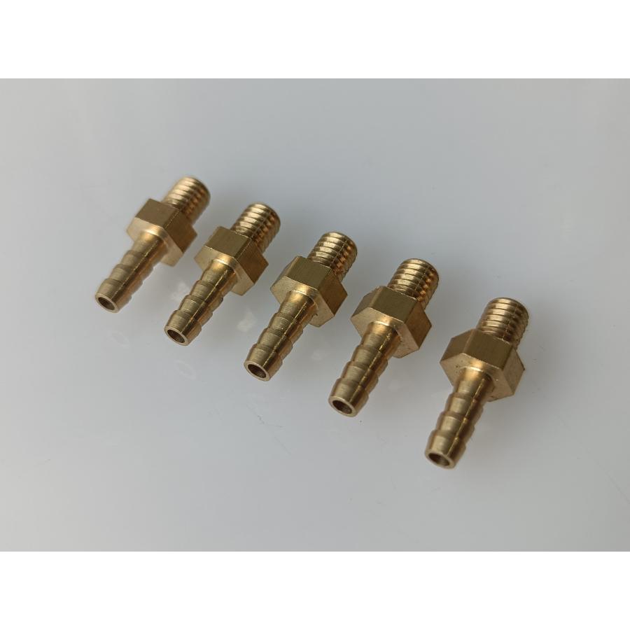 真鍮 ニップル 長さ: M5x0.8 to 3mm 5個 水冷却 燃料 ノズル タケノコ