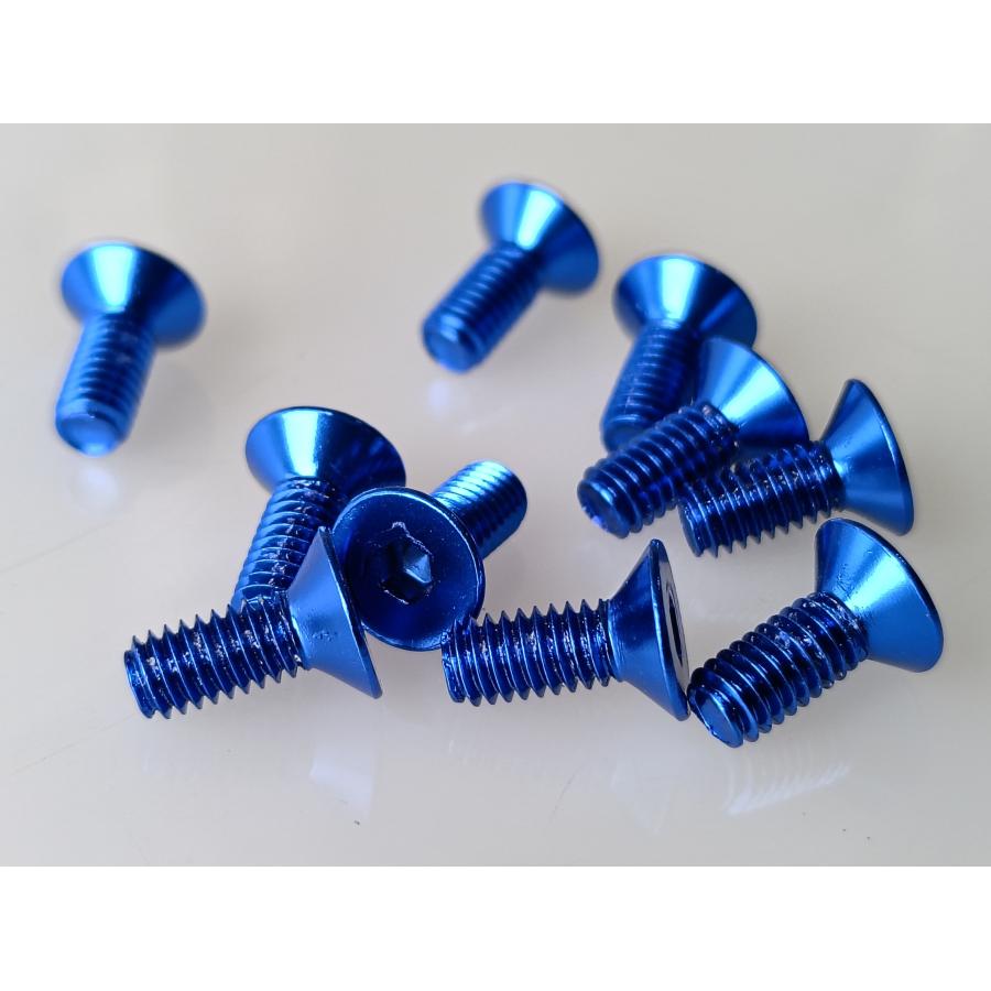 10個入り M4x12 青 皿ネジ 皿頭 アルミ 六角 穴 ねじ ビス キャップ