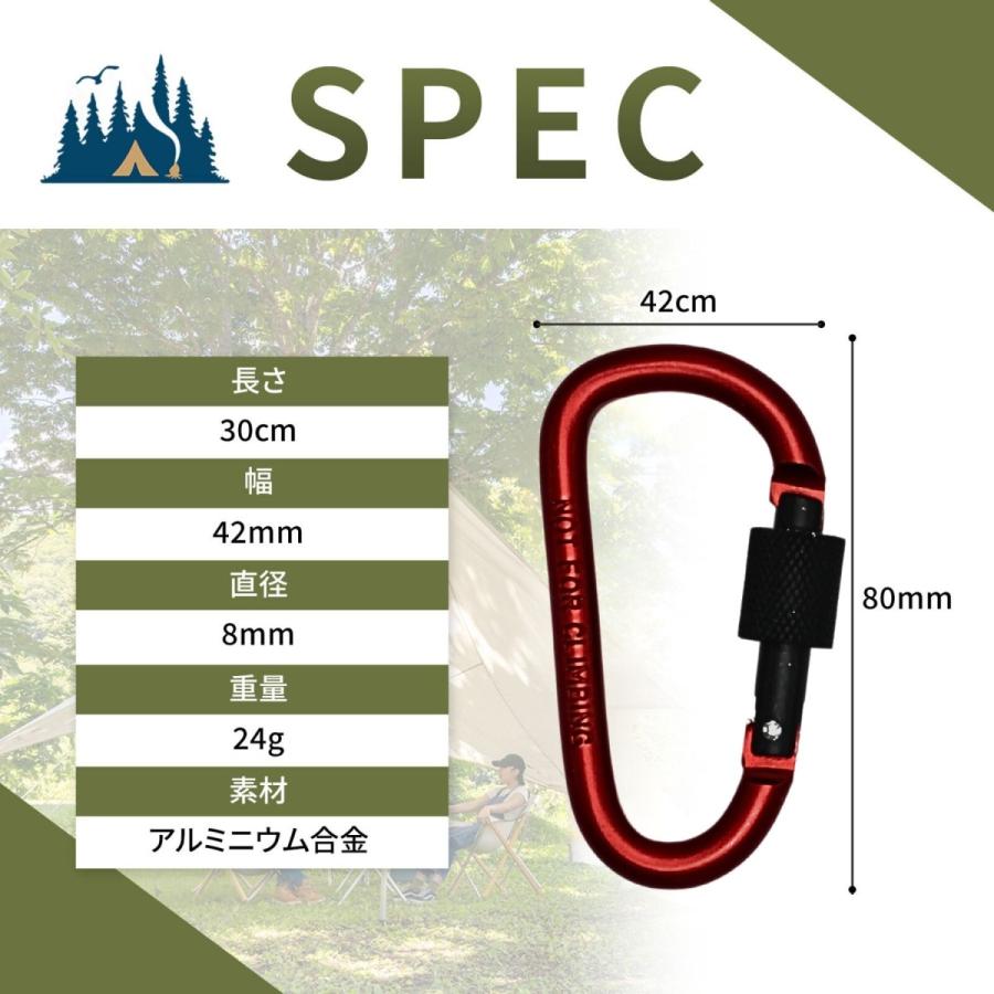 カラビナ Dリング red D型 ネジロック 3個セット キーリング キーホルダ アウトドア 登山 キャンプ｜hs-tushin-store｜12