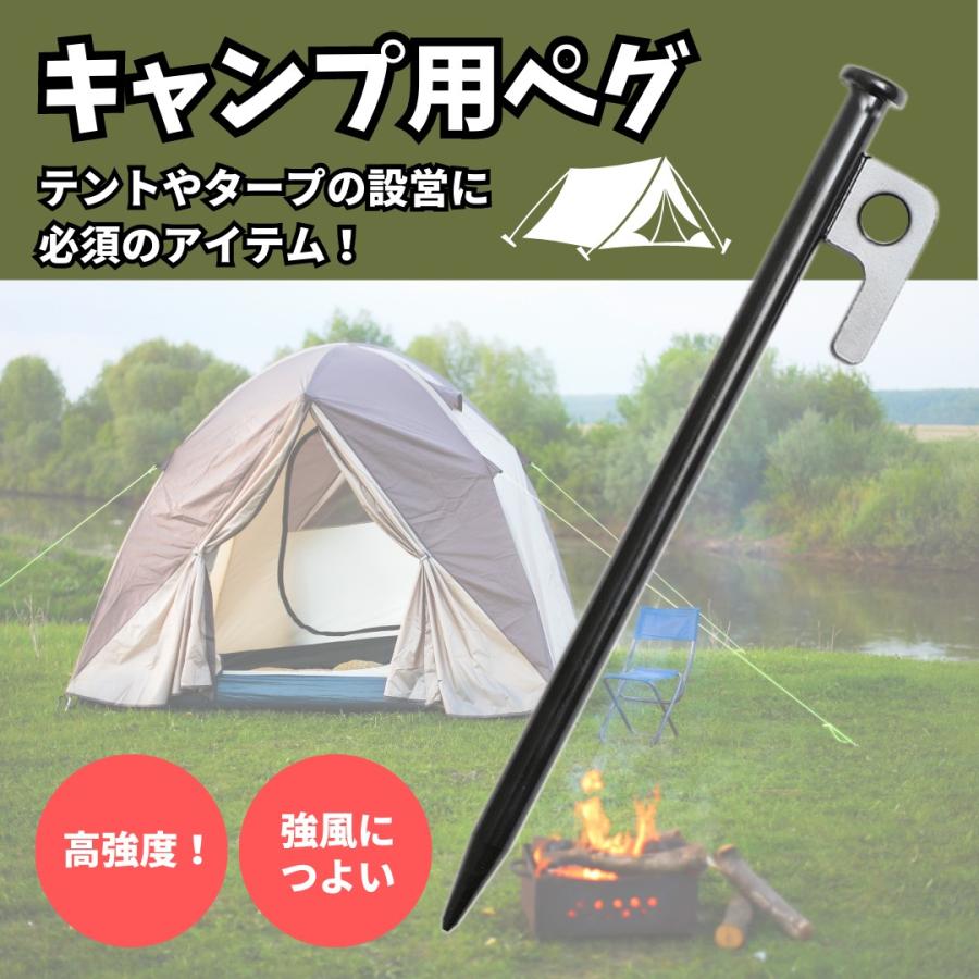 ペグ 30cm 5本 8本 12本 16本 本数選択可能 セット 蛍光ペグリング付