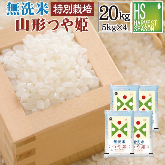 つや姫 令和7年産 無洗米 特別栽培米 5kg×4袋 山形県産 20kg 米 お米