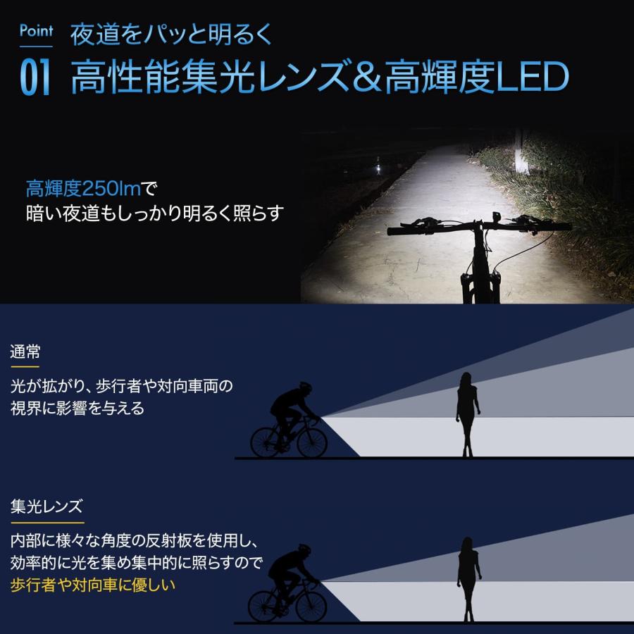 自転車ライト 自転車 ライト usb充電式 サイクルライト 最強 後付け 明るい led 自動点灯 ホルダー付 オートライト 防水 軽量｜hsj2017｜07